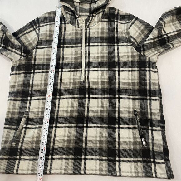 ~ O'Neill XL Fleece Jacket Black Gray Plaid Hoodie Pockets Half Zip Unisex - Picture 6 of 12